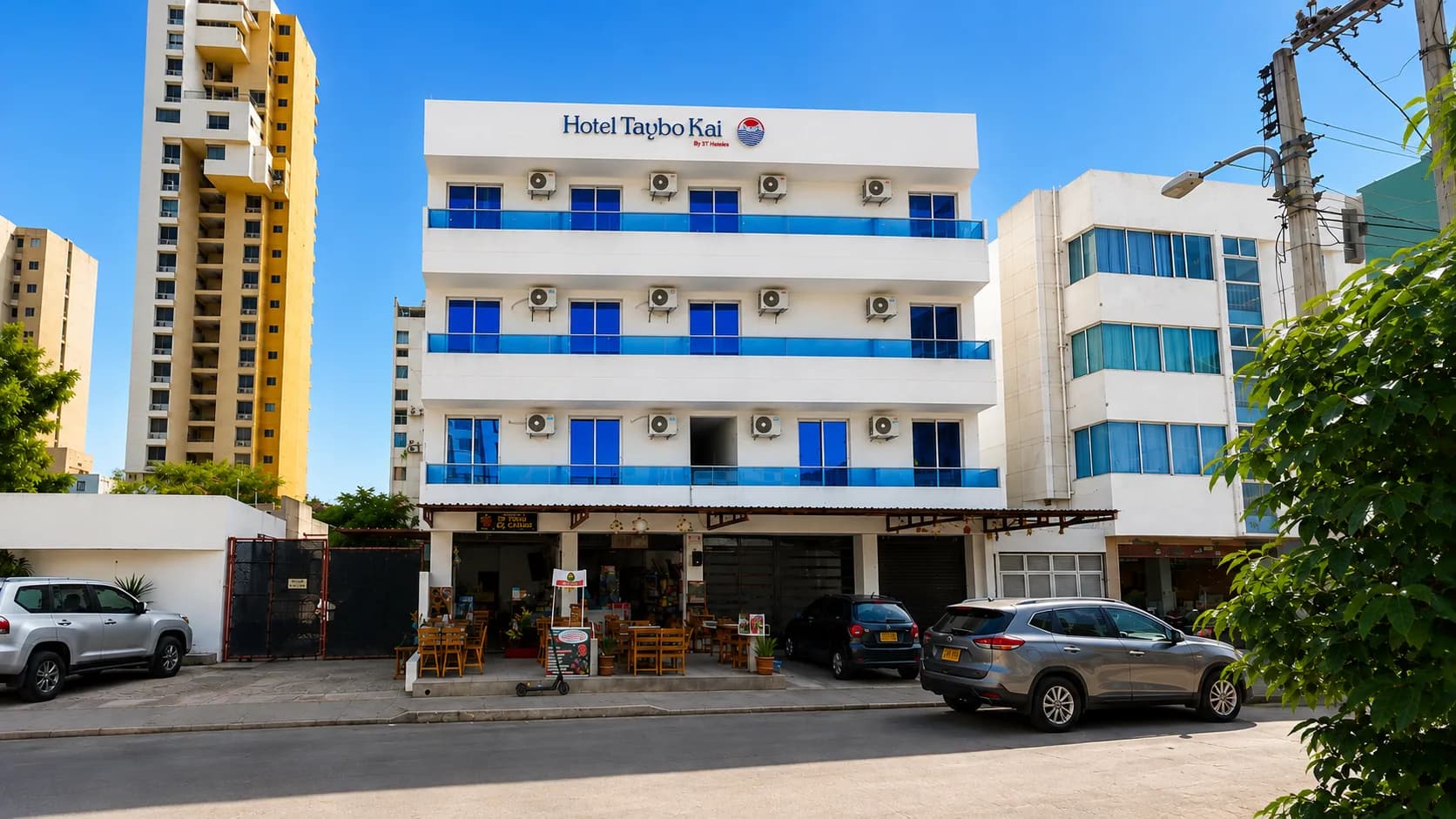 Fachada de Hotel Taybo Kai sobre la Carrera 2, El Rodadero
